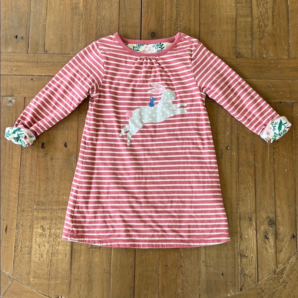 Baby Boden striped bunny fairy tale reversible long sleeve dress 12-18 months
